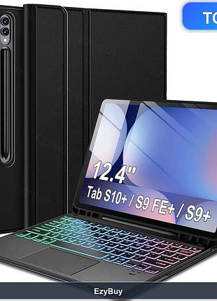Клавіатурний чохол qwerty з тачпадом для tab s10+ sm-x820 / s9+ / s9 fe+ 12.4", rgb підсвітка, чорний abs