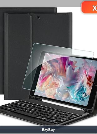 Клавіатурний чохол qwertz для ipad 10.2 (7/8/9 покоління), bluetooth, чорний, набір із плівкою та стилусом