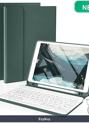 Чохол-клавіатура qwertz для ipad 10.2 a2602 a2603 (7/8/9 покоління), темно-зелений кейс із bluetooth та тримачем для стилуса