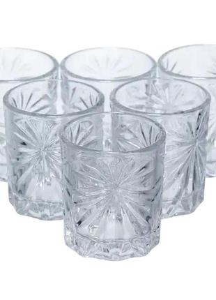 Набор рюмок для настоек rocks glass 6 штук по 75 мл с рельефным узором hp-17-8