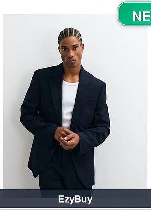 Піджак-блейзер uk 44 / eu 54 приталеного крою slim fit, темно-синій колір, однобортна модель на дві кнопки з лацканами