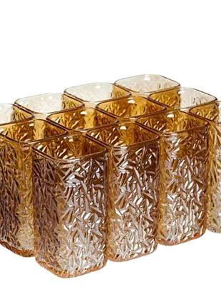 Набор стаканов для напитков matrix glass 12 штук по 245 мл коричневый hp-17-48