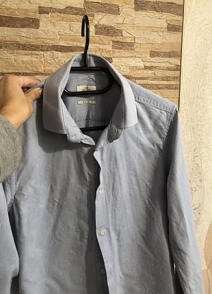 Цупка блакитна бавовняна сорочка с розмір next slim fit