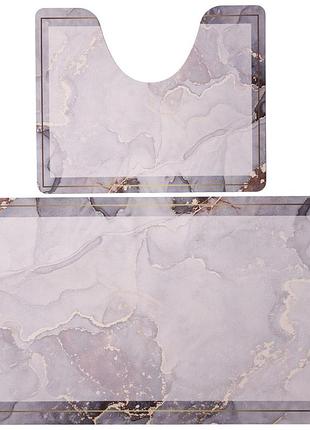 Набір килимків для ванної та туалету grey marble 50*80/40*50 см yiwu hp-42-178