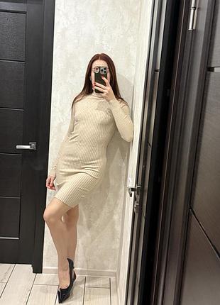 Сукня міді жіноча mango трикотажна бежева