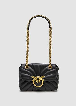 💎 pinko love bag puff butterfly quilt black/gold
