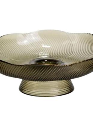 Фруктовница на ножке стеклянная 23 см круглая yiwu hp-34-116