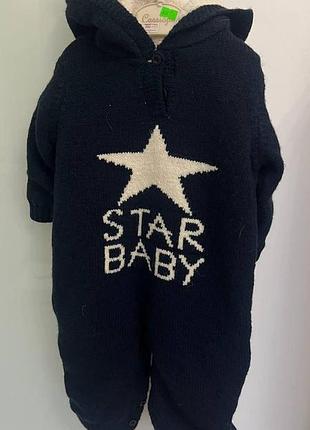 Вязаный комбинезон на овчине cassiope star baby темно-синий 9 месяцев (рост 74 см)