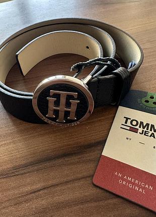 Ремінь жіночий tommy hilfiger шкіряний чорний, р.85 (м)