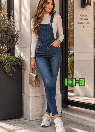 💝1+1=3 фірмовий синій джинсовий комбінезон h&m, розмір 44 — 46