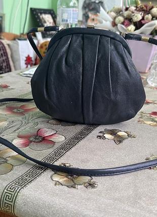 Шикарная винтажная кожаная сумка ридикюль genuine leather /италия /кожа