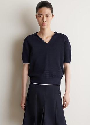 Джемпер с воротником матроса cos sailor collar knitted top синий