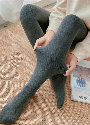 Эластичные утепленные байкой колготки в рубчик warm comfort (1463-44-02) темно-серый 44
