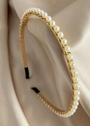 Женский обруч для волос gold and pearl (1873-01) золотой -