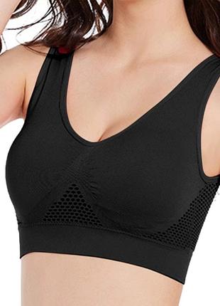 Жіночий зручний бюстгальтер на широких бретелях elastic comfort (1524-46-01) чорний l