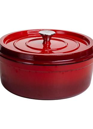 Кокотница чугунная эмалированная 7,5 л, красный yiwu hp-flg-7 red