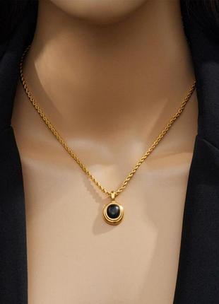 Женская подвеска black oval (1553-01) золотой 50см