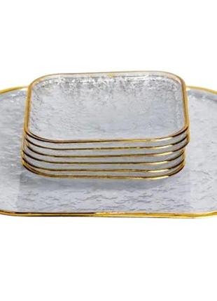 Набор тарелок golden prism из 7 предметов с золотой окантовкой yiwu hp-34-84
