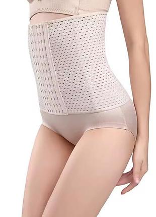 Жіночий дихаючий корсет для корекції талії на кісточках perfect shape (1956-54-02) бежевий 54 no brand (5xl)
