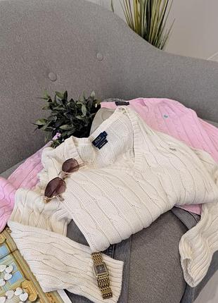 Молочний светр в косу polo ralph lauren