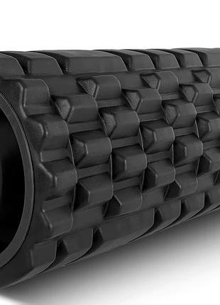 Ролик для масажу easyfit eva чорний 33×14 см для масажу спини йоги та реабілітації (ef-2020a-bk)
