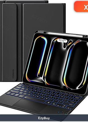 Чохол-клавіатура qwerty для ipad pro 13 (m4 2024, m5 2025), чорний кейс з тачпадом і підсвіткою для ipad