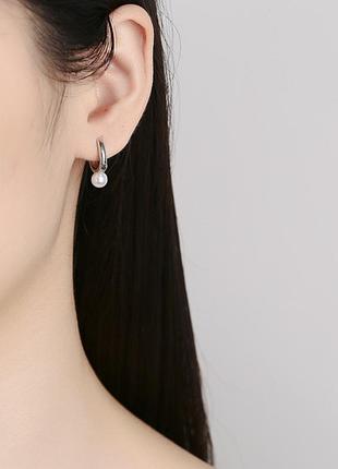 Женские серьги волшебная жемчужина (1235-01) серебряный -