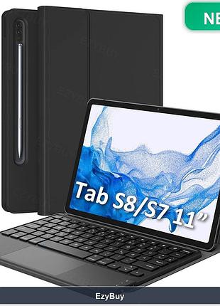 Чохол-клавіатура qwertz з тачпадом для galaxy tab s8 (sm-x700, sm-x706) та s7 11", bluetooth, чорний, з відсіком s pen