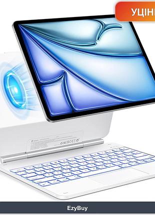 Клавіатура-чохол qwertz білого кольору з трекпадом для ipad air 13 та ipad pro 12.9 (3/4/5/6 gen), з плаваючим дизайном