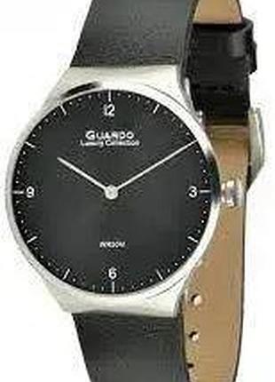Мужские часы guardo luxury collection s02422-2 стальной корпус чёрный кожаный ремешок водозащита 50 м чёрный циферблат