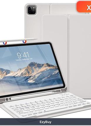 Чехол-клавиатура qwertz для ipad pro 11 (a2435 и др.), серый tpu-кейс с bluetooth модулем и слотом под стилус