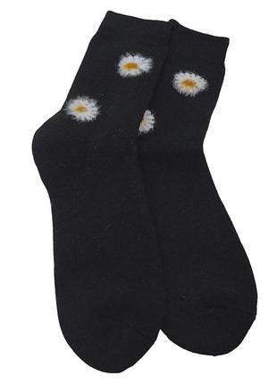 Шкарпетки теплі жіночі з вовни сhamomile no brand 923-01 чорний 36-41 1 шт