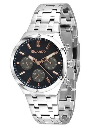 Чоловічий годинник guardo premium 012781-7 сталевий корпус сталевий браслет чорний циферблат з датою