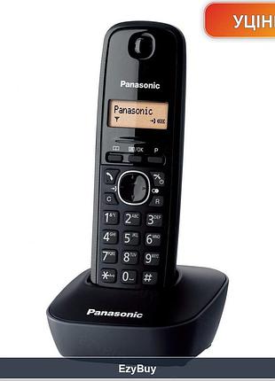 Телефон стаціонарний бездротовий kx-tg1611 dect, чорного кольору, з цифровим набором та lcd-екраном (пошкоджена коробка)