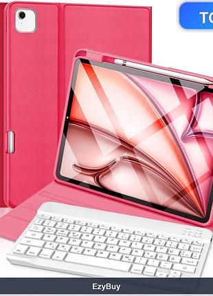 Чохол-клавіатура qwertz для ipad pro 11 2024 та ipad air m4, bluetooth 5.2, червоний кейс з тримачем стилуса