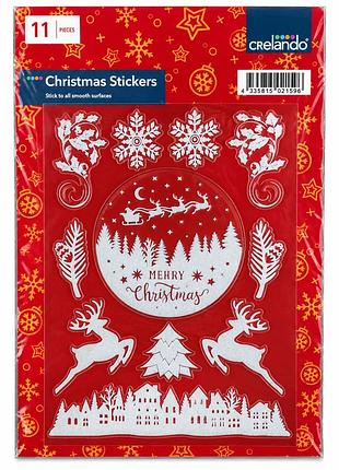 Новорічні наклейки crelando christmas stickers, 11 шт., біло-сріблястий різдвяний декор