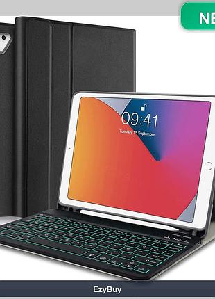Обкладинка-книжка з bluetooth-панеллю qwertz та ілюмінацією для ipad 9.7 (6/5 gen pro 9.7 air 1/2) темна, зі слотом під стилус