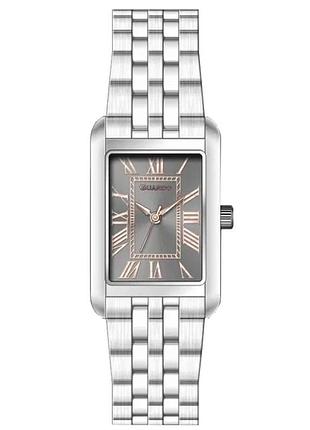 Женские часы guardo premium 012796-4 стальной прямоугольный корпус стальной браслет серо-коричневый циферблат