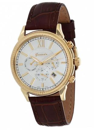 Чоловічий годинник guardo stainless steel gent s03647-2 золотистий корпус коричневий шкіряний ремінець світлий циферблат з датою