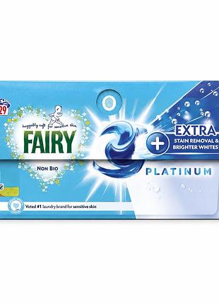 Капсули для прання fairy platinum extra pods non-bio 4in1 (29 шт) гіпоалергенні для прання дитячої білизни безпечний засіб