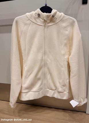Кофта жіноча dkny флісова з капюшоном на блискавці, молочна