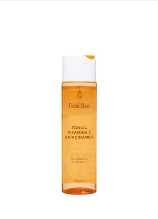 Осветляющий антиоксидантный тоник для лица deliplus facial clean tónico vitamina c & niacinamida (производство - испания).