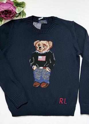 Светр polo ralph lauren з ведмедем, темно-синій