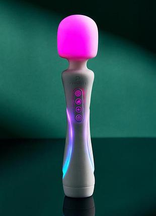 Мікрофон із вібрацією, rgb-підсвічуванням та додатком illumination the wand, білий, 24,8 × 5,1 см