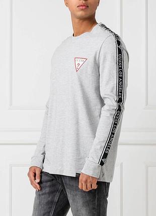 Лонгслів чоловічий guess сірий з лампасами