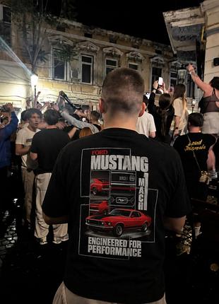 Футболка оверсайз із принтом ford mustang mach 1, унісекс m, чорний