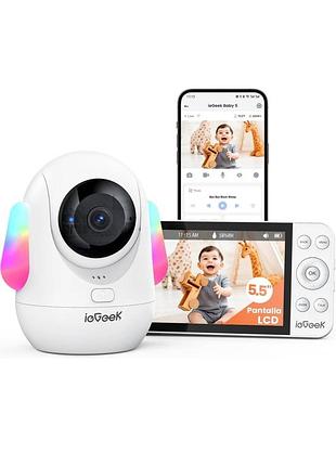 Видеоняня iegeek 2.5k с большим экраном 5" / беспроводная смарт видеоняня с камерой