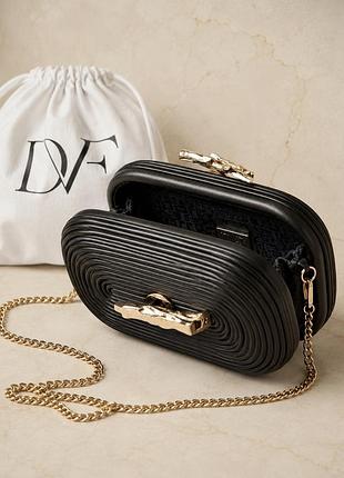 Клатч  diane von furstenberg чорний шкіряний з ланцюжком