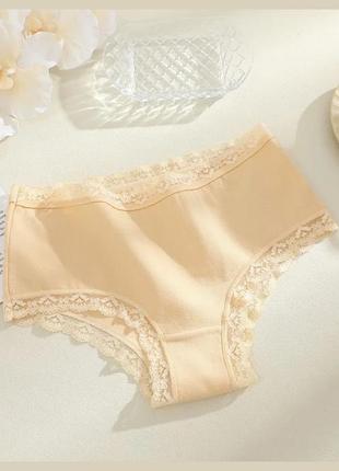 Женские хлопковые трусики слипые с кружевом comfort inspiration (1954-50-04) бежевый xxl
