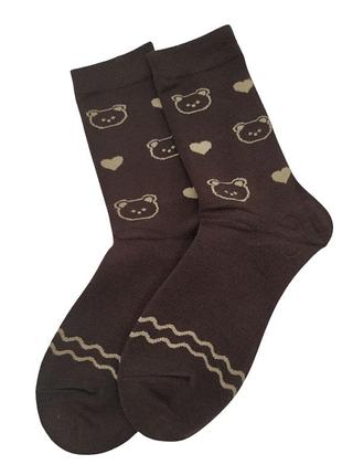 Носки теплые женские с ангорой медвежонок no brand 913-01 комбинированный 36-40 1 шт